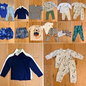 Lot of 20 bundle baby clothes, shirts, bodysuits. Two NWT. Age 12 mos / 1 year